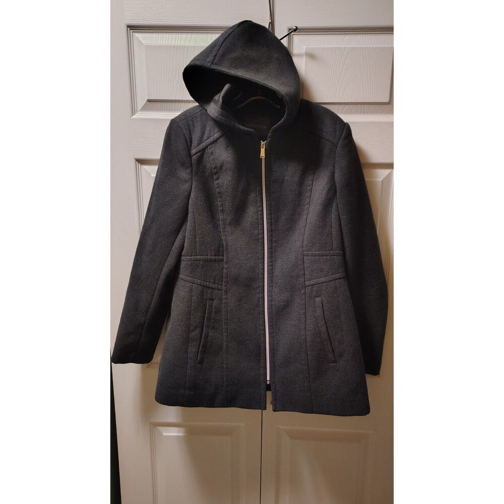Covington Charcoal Gray Hooded Full Zip Walker Coat Size Large